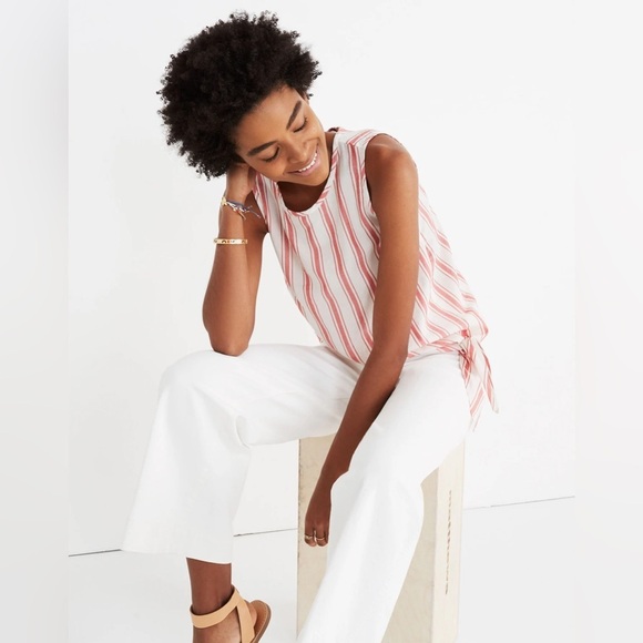 Madewell Side Tie Tank in Marcia Stripe - Picture 1 of 9